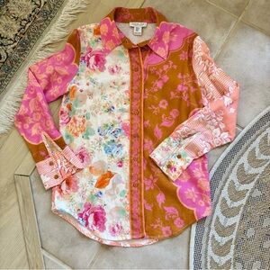 Rachel Zoe Pink and Orange Patterned Shirt